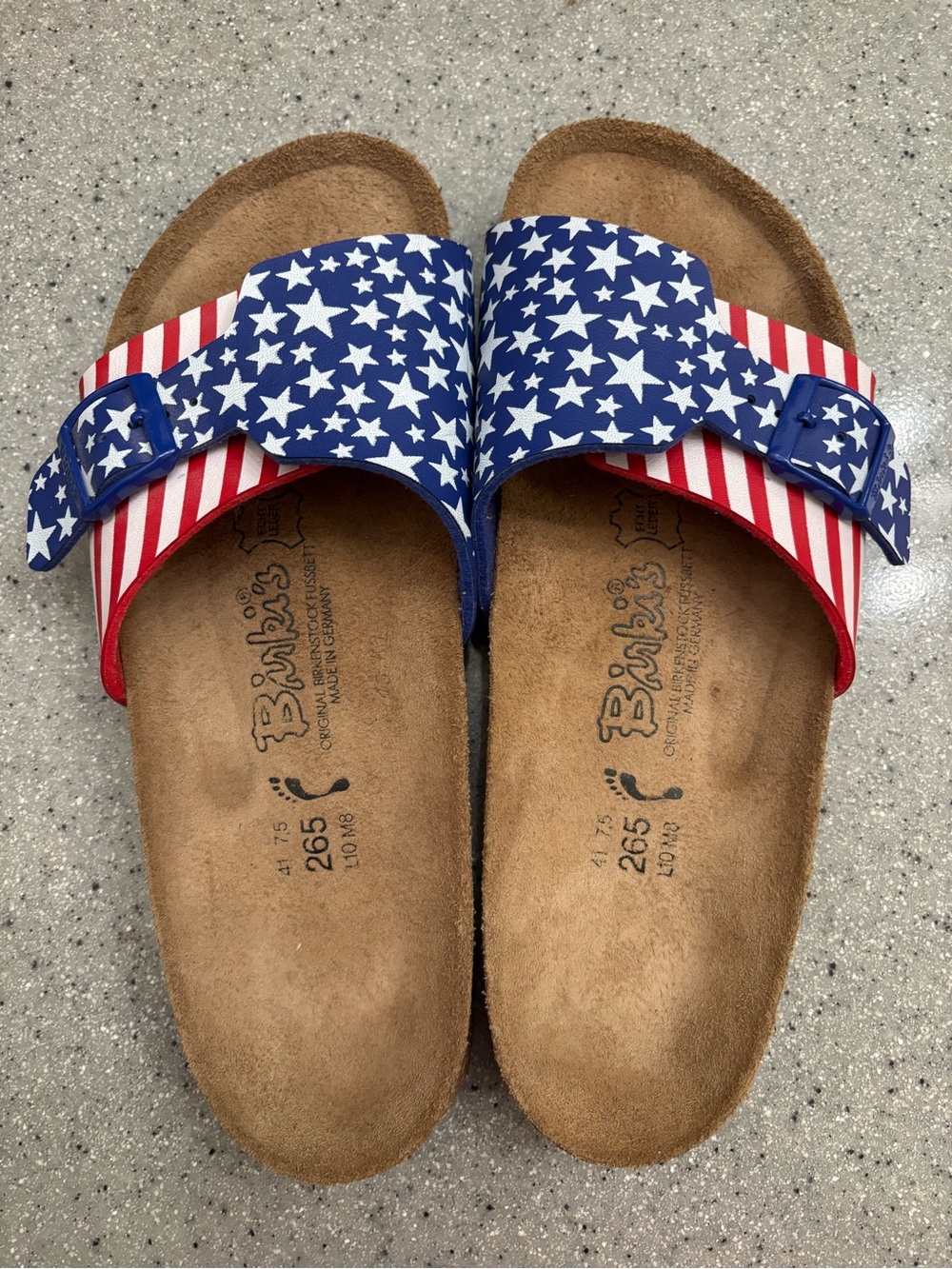 Birkenstock Women's Double Strap Slide Sandals - Red, White & Blue Stars